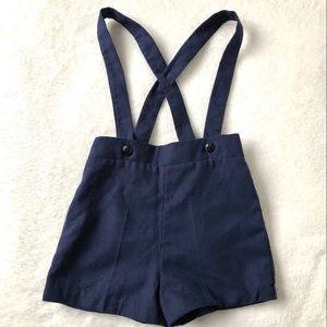 Vintage suspender shorts Navy blue boys preppy 3T